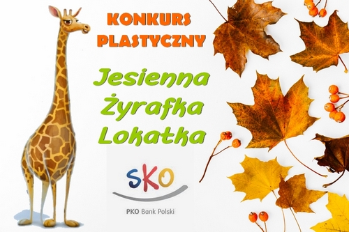 logo konkursu plastycznego jesienna żyrafka lokatka