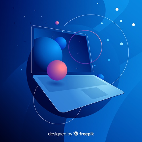 niebieski laptop