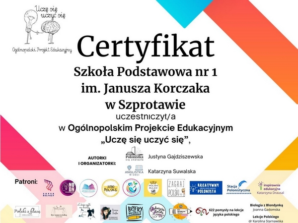 Certyfikat Uczę się uczyć się